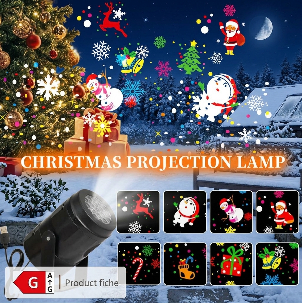 Winter Snowflake Projector Light with Rotating Snowflake & Star Projection