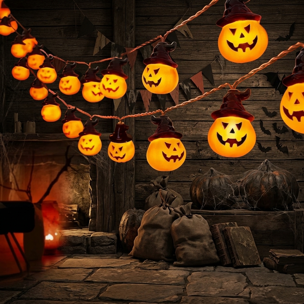 Halloween LED String Lights with Pumpkin Lanterns