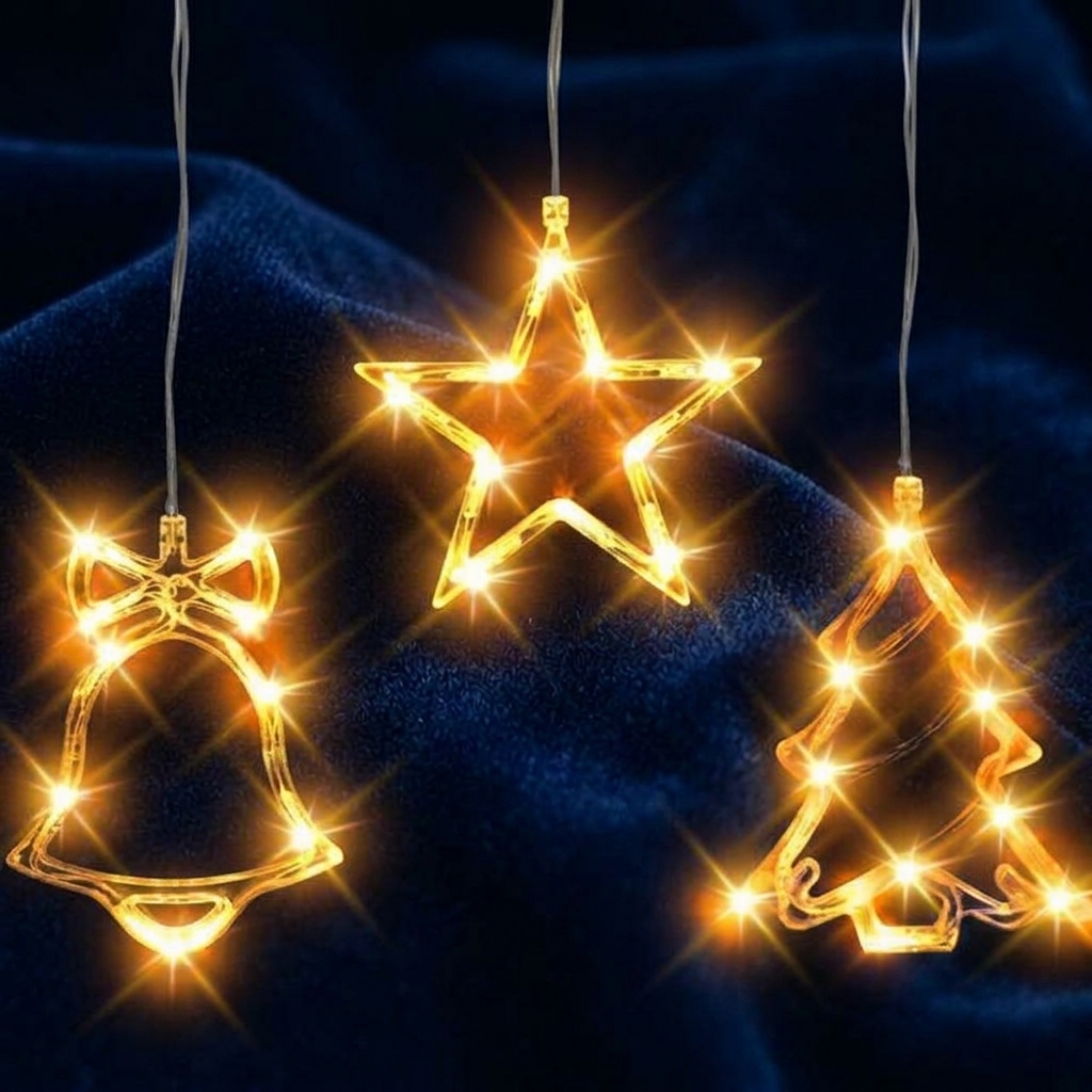 3pcs Christmas Lights Bell Tree Star Suction Cup Hanging Lights - Image 4