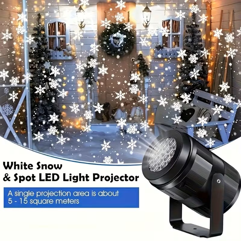 Winter Snowflake Projector Light with Rotating Snowflake & Star Projection - Image 4